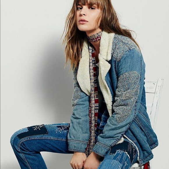 Free people Slouchy Sherpa Denim - Picture 2 of 4